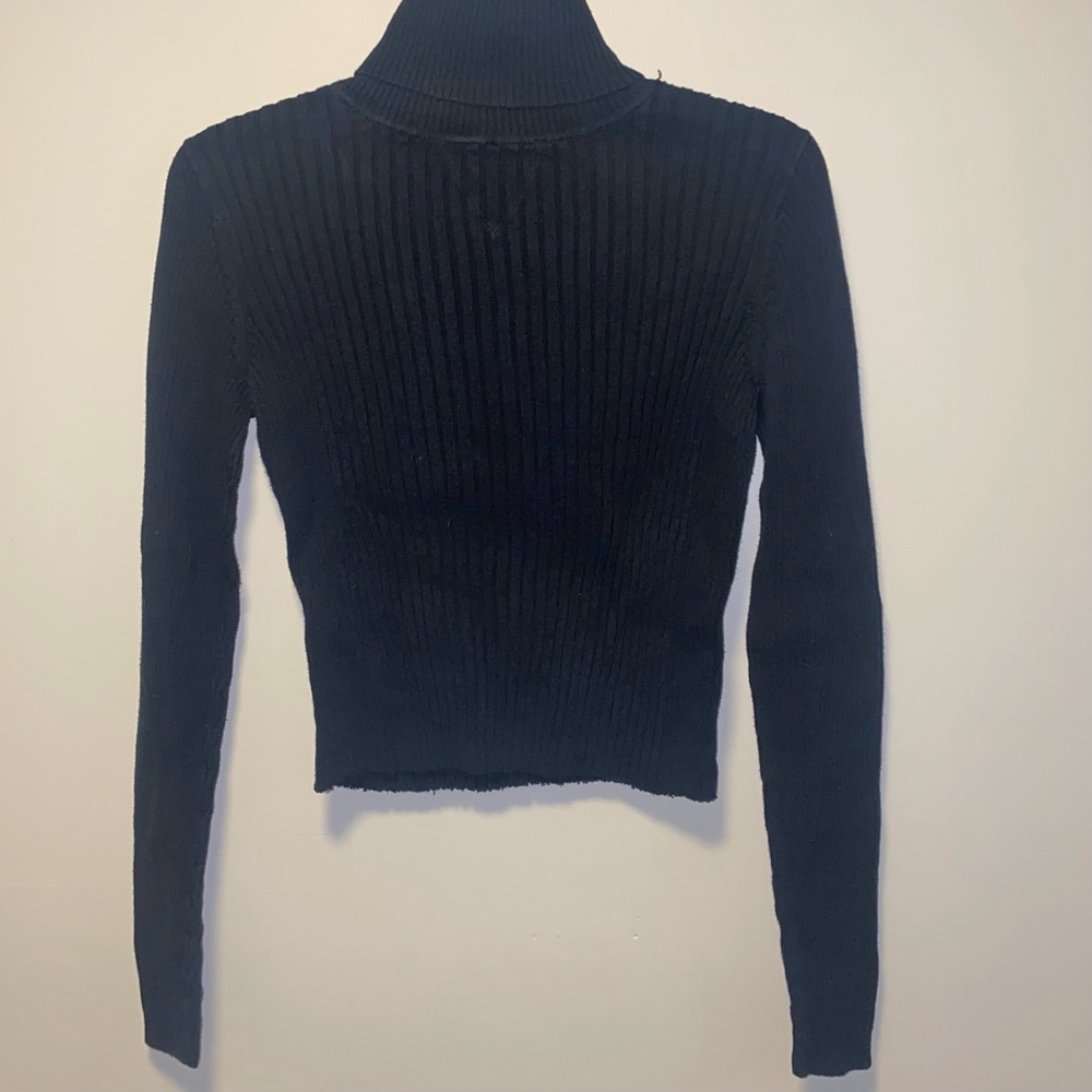 Ruff Hewn Cropped Black Ribbed Turtle Neck